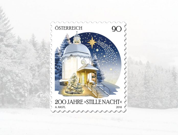 Die Sonderbriefmarke zu 200 Jahre „Stille Nacht, heilige Nacht“ der Österreichischen Post (Bildquelle: Post/ReschMedia) Die Sonderbriefmarke zu 200 Jahre „Stille Nacht, heilige Nacht“ der Österreichischen Post (Bildquelle: Post/ReschMedia)