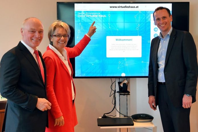 (v.l.n.r.): ecoplus Sprecher der Geschäftsfürung Helmut Miernicki, Wirtschafts- und Technologielandesrätin Petra Bohuslav, ecoplus kaufmännischer Geschäftsführer Jochen Danninger (Bildquelle: NLK Reinberg) „Haus der Digitalisierung“ nimmt am DIHELP Programm teil
