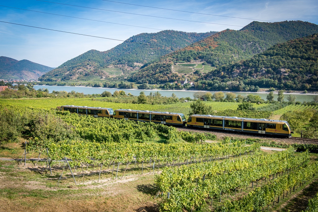 Die Wachaubahn mit ihren Panoramawägen (Bildquelle: Kerschbaummayr)