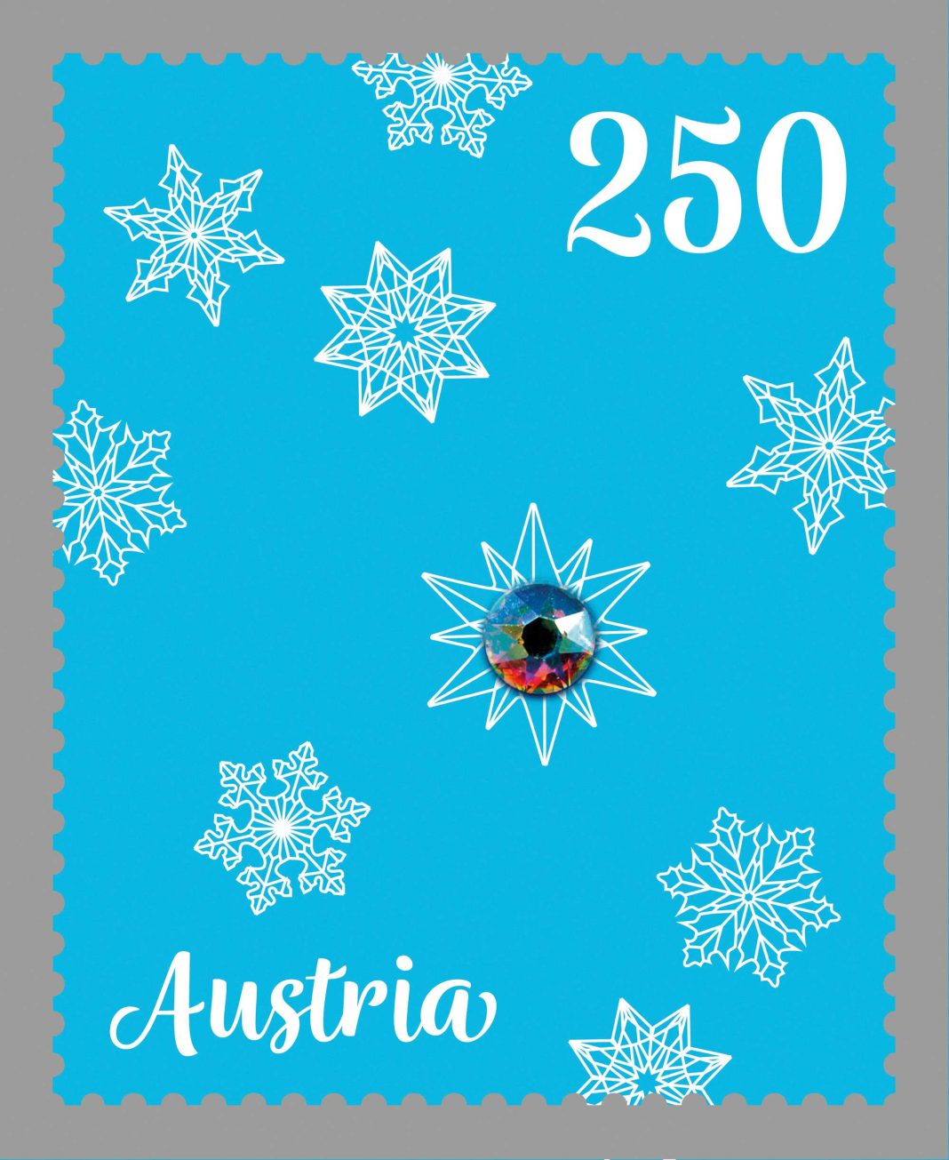 Funkelnde Weihnachten: POST präsentiert Sondermarke leuchtend mit Swarovski Kristallen (Bildquelle: Österreichische Post AG)