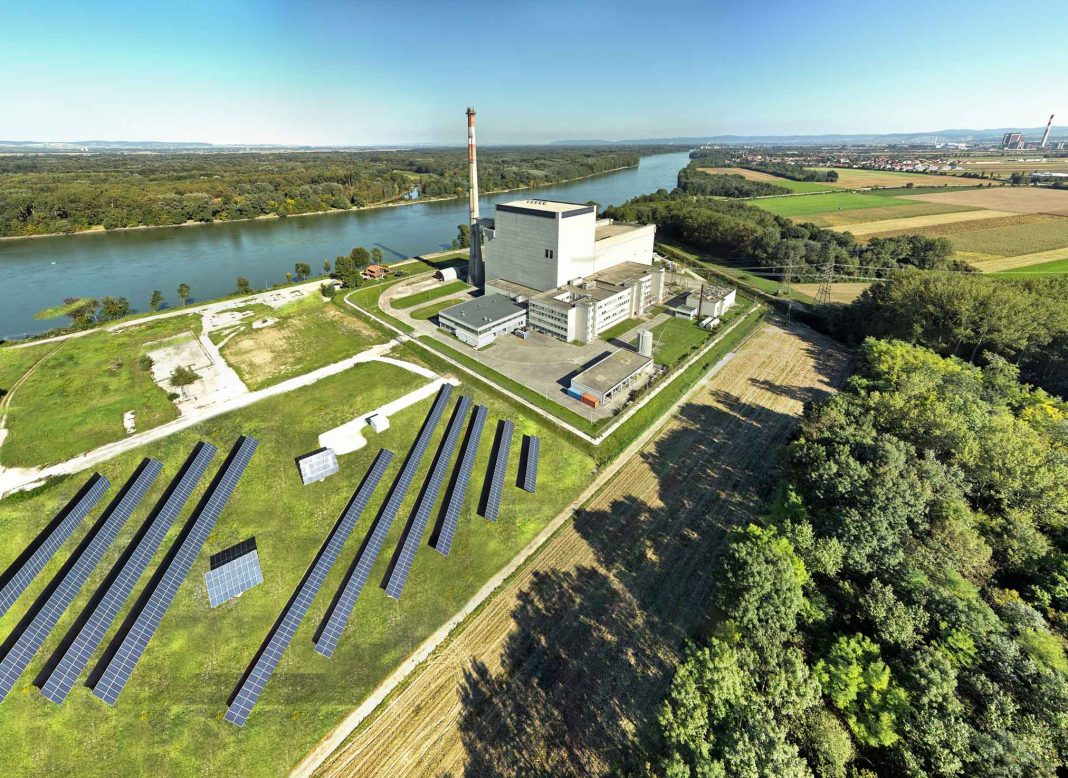 Das Kernkraftwerk Zwentendorf mit Sonnenkraftwerk (Bildquelle: EVN)
