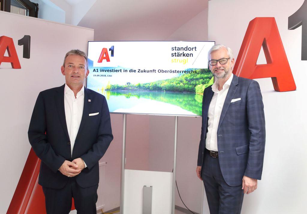 A1 CEO Marcus Grausam und Landeshauptmann-Stellvertreter Dr. Michael Strugl (Bildquelle: Land OÖ / Vanessa Ehrengruber)