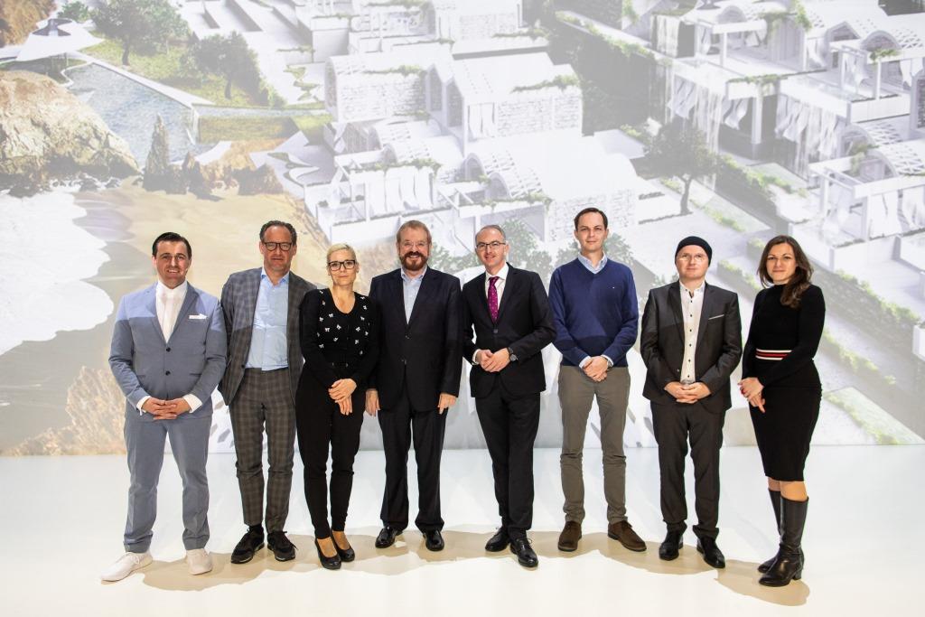 (v.l.n.r.): Chris Müller, Erwin F. Soravia, Kerstin Müller, Prof. Rolf Ziesche, Prim. Priv. - Doz. Dr. Bernd Lamprecht, DI Michael Aspetsberger, Christoph Steindl und Maria Dietrich bei der Pressekonferenz in Linz (Bildquelle: ATMOS Aerosol Research GmbH / APA-Fotoservice / Greindl)