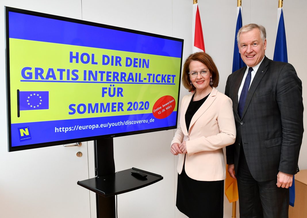 Landesrätin Christiane Teschl-Hofmeister und Landesrat Martin Eichtinger bewerben die neue Einreichfrist für gratis Interrail-Tickets für 18-Jährige