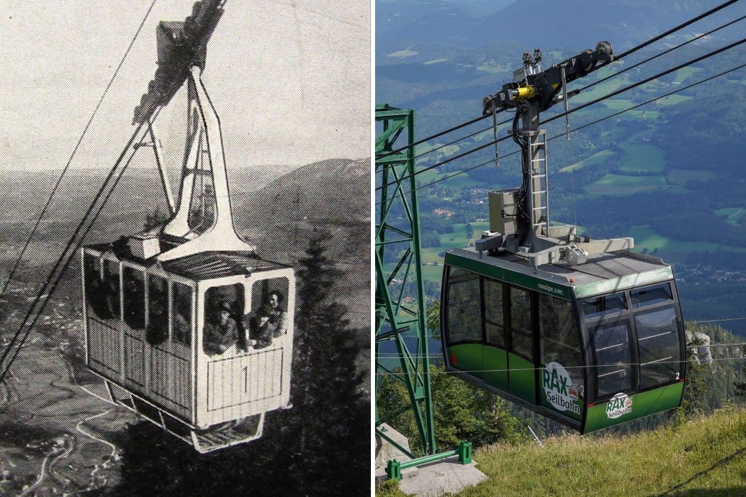 Die Rax-Seilbahn, die nach dem „Bleichert-Zuegg-System“ erbaut wurde, nahm am 9. Juni 1926 ihren Betrieb auf (Bildquelle: Rax-Seilbahn)