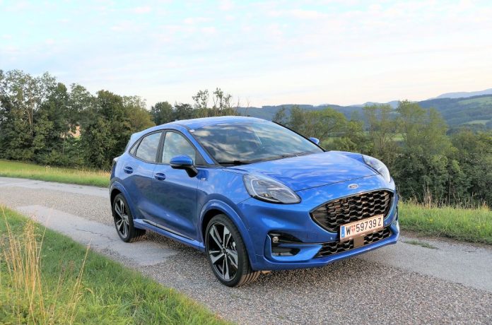 Der Ford Puma 1,0 l EcoBoost Hybrid, ST-Line X im Guten Tag Österreich Autotest <small> (Bildquelle: Thomas Resch) </small> Der Ford Puma 1,0 l EcoBoost Hybrid, ST-Line X im Guten Tag Österreich Autotest (Bildquelle: Thomas Resch)