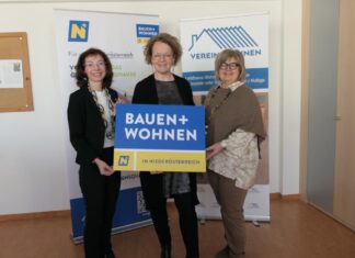 Land NÖ genehmigte im Vorjahr über 10.000 Wohneinheiten (v.l.n.r.): Alpenland-Obfrau Isabella Stickler, Wohnbau-Landesrätin Christiane Teschl-Hofmeister und Geschäftsführerin Verein Wohnen Ingrid Neuhauser (Bildquelle: Thomas Resch)