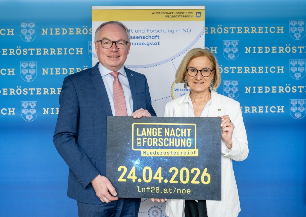 Landeshauptfrau Johanna Mikl-Leitner und LH-Stellvertreter Stephan Pernkopf laden zur Landen Nacht der Forschung in Niederösterreich am 24. April ein (Foto: NLK Burchhart)