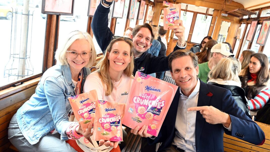 (v.l.n.r.): Manner CSMO Sabine Brandl, Julia Hitschler-Winkler, hitschies CEO Philip Hitschler-Becker und Manner CEO Dieter Messner